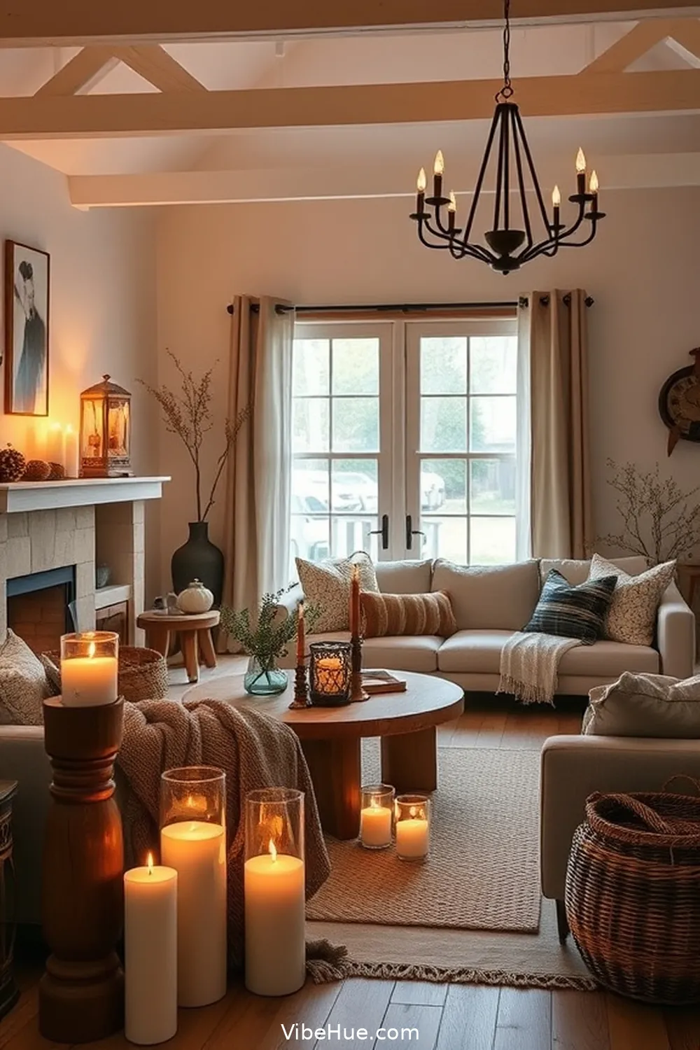 15 Cozy Ideas for a Fall Living Room in Modern Farmhouse Style 11 Incorporate Candles and Soft Lighting for 15 Cozy Ideas for a Fall Living Room in Modern Farmhouse Style