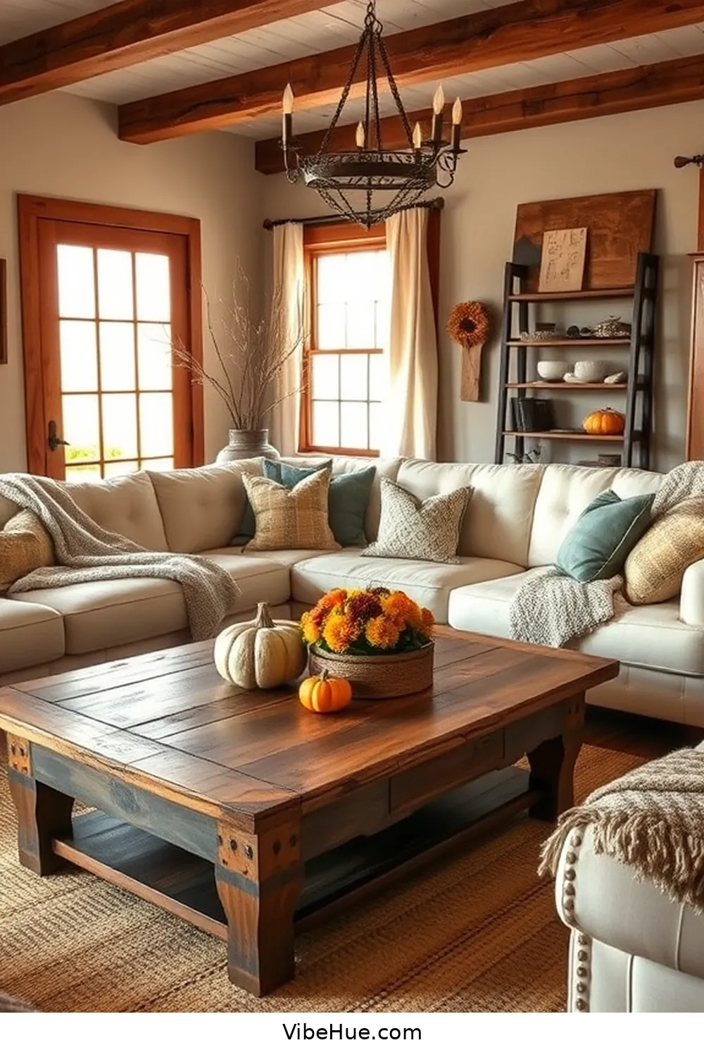 15 Cozy Ideas for a Fall Living Room in Modern Farmhouse Style 8 Opt for Rustic Furniture for 15 Cozy Ideas for a Fall Living Room in Modern Farmhouse Style