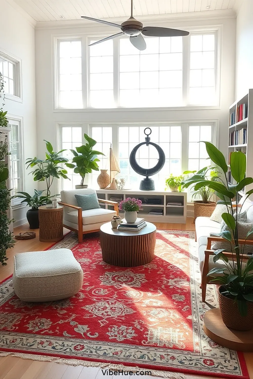15 Design Ideas for a Year-Round Coastal Style Library 12 Incorporate a Statement Rug for 15 Design Ideas for a Year-Round Coastal Style Library