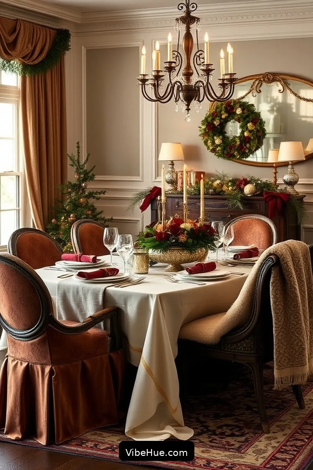 Add Cozy Textiles and Linens for 15 Essential Decor Ideas for a Holiday Dining Room in Traditional Style