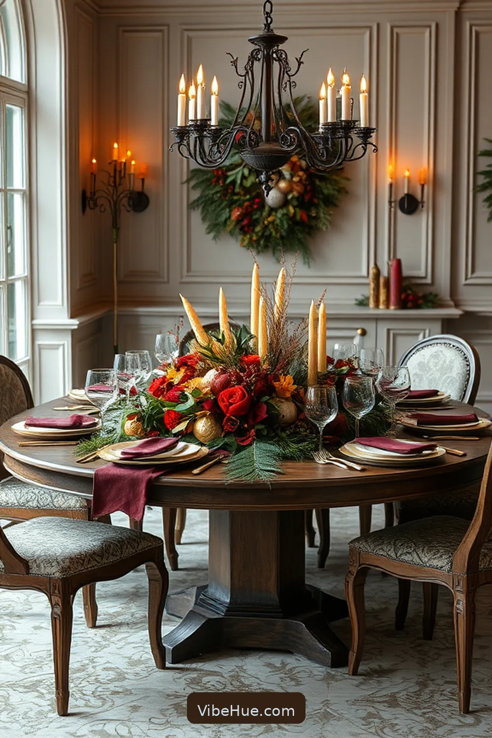 Arrange Seasonal Centerpieces for 15 Essential Decor Ideas for a Holiday Dining Room in Traditional Style