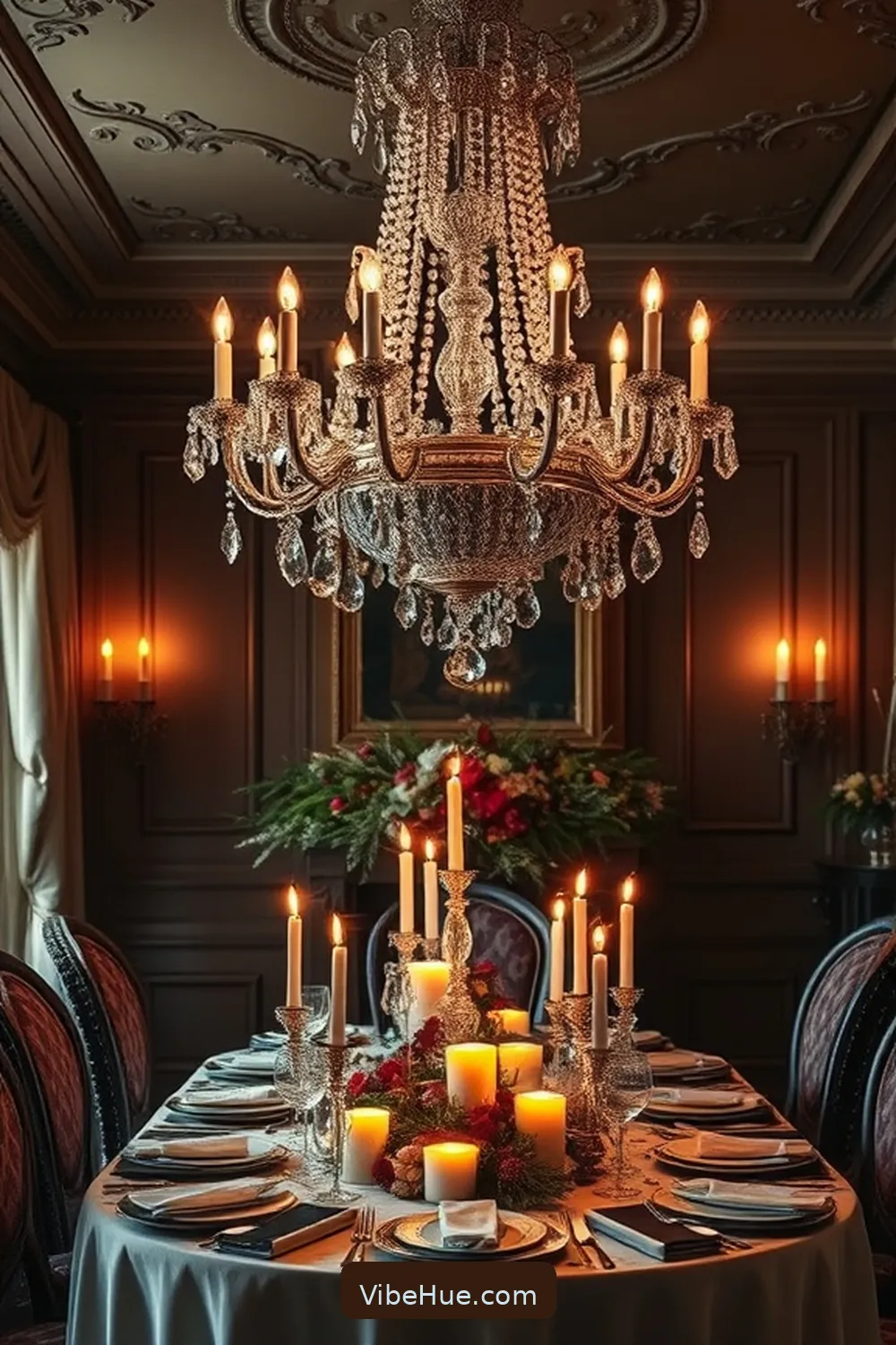 Hang Elegant Chandeliers or Pendant Lights for 15 Essential Decor Ideas for a Holiday Dining Room in Traditional Style