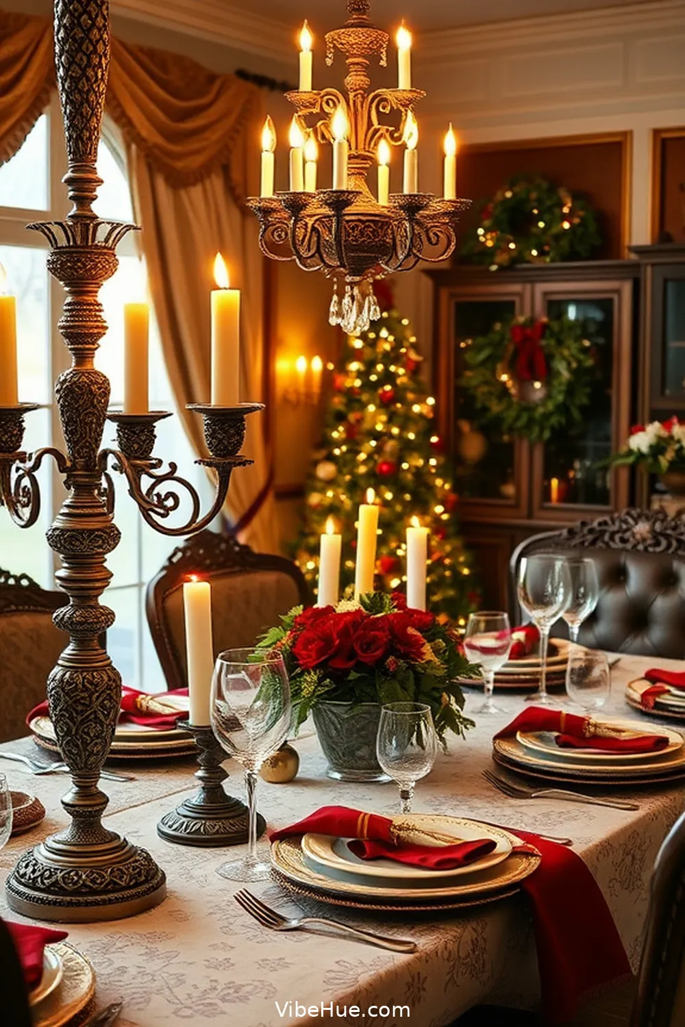 Include Vintage Candleholders for 15 Essential Decor Ideas for a Holiday Dining Room in Traditional Style