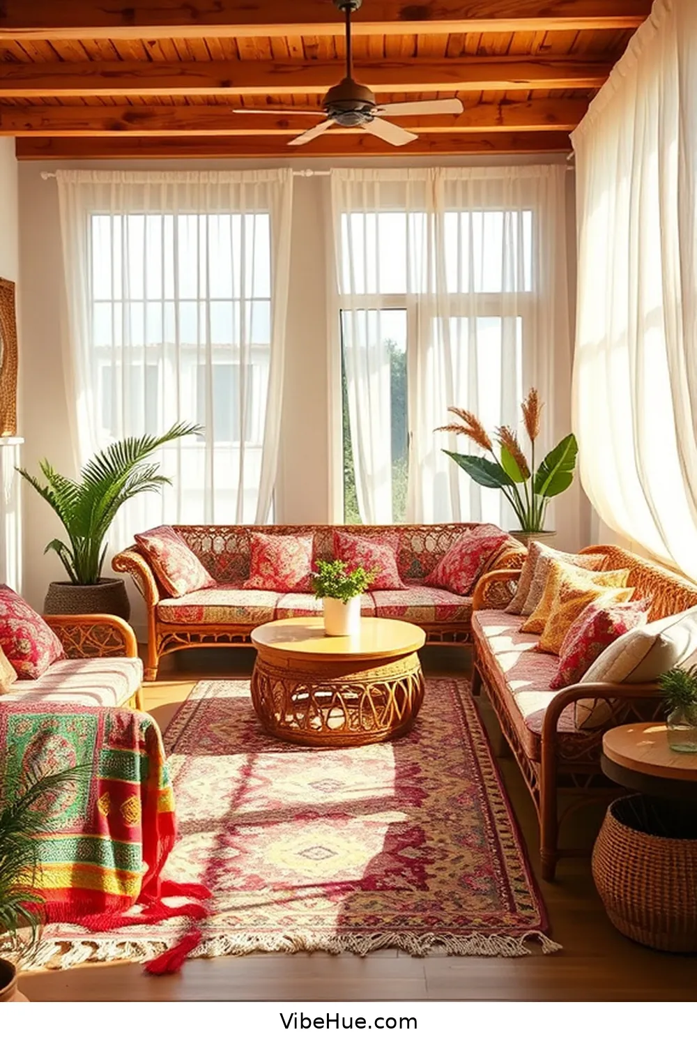15 Essential Elements for a Bohemian Style Summer Living Room 2 Embrace Colorful Textiles for 15 Essential Elements for a Bohemian Style Summer Living Room