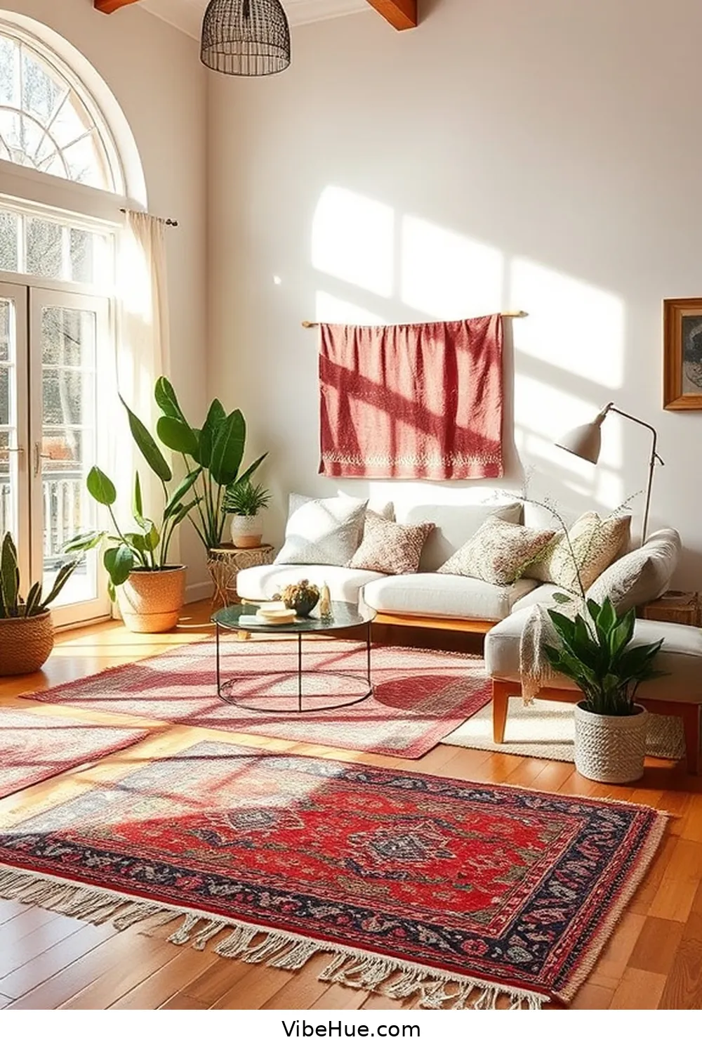 15 Essential Elements for a Bohemian Style Summer Living Room 3 Layered Rugs for Depth for 15 Essential Elements for a Bohemian Style Summer Living Room