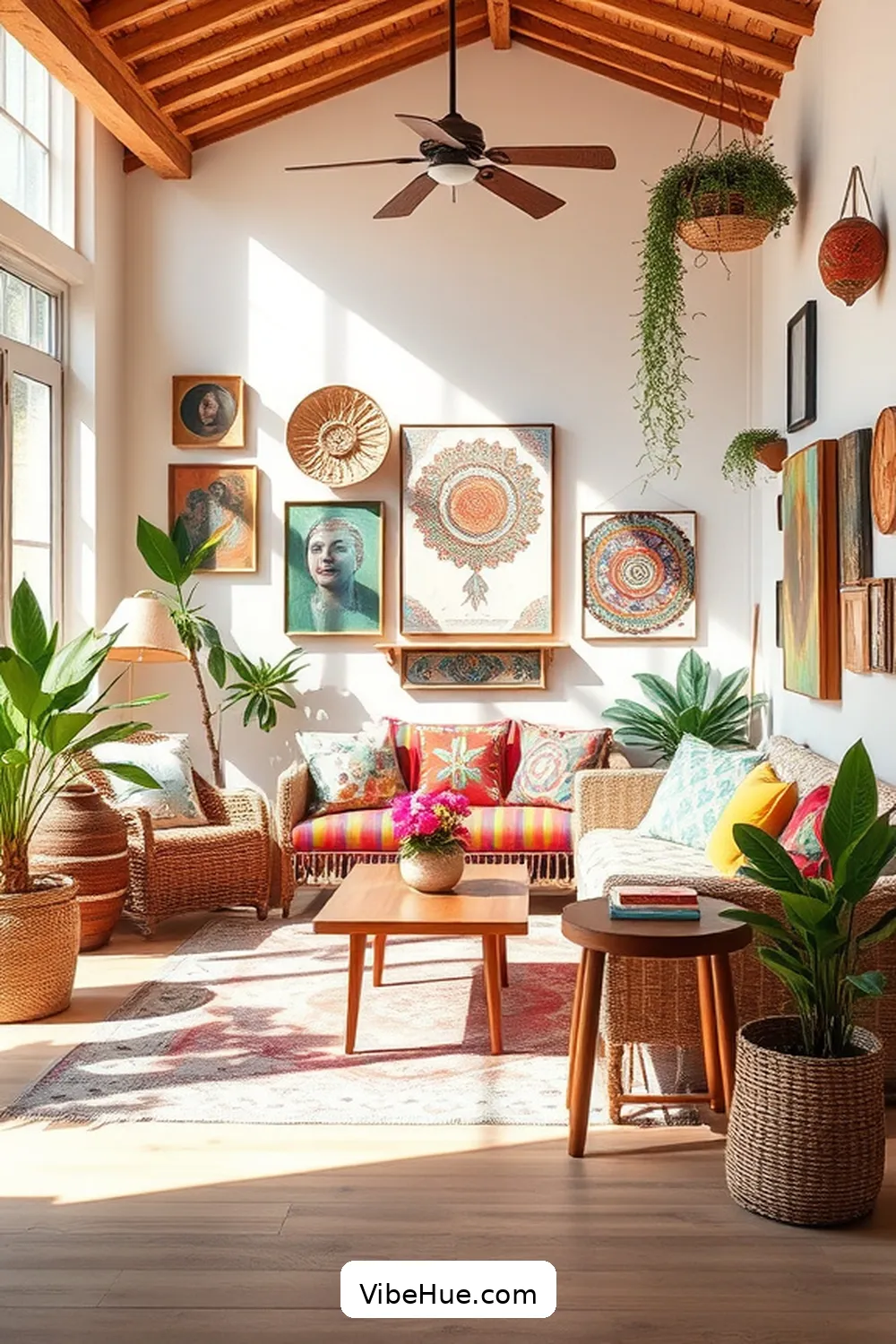 15 Essential Elements for a Bohemian Style Summer Living Room 7 Unique Wall Art for 15 Essential Elements for a Bohemian Style Summer Living Room