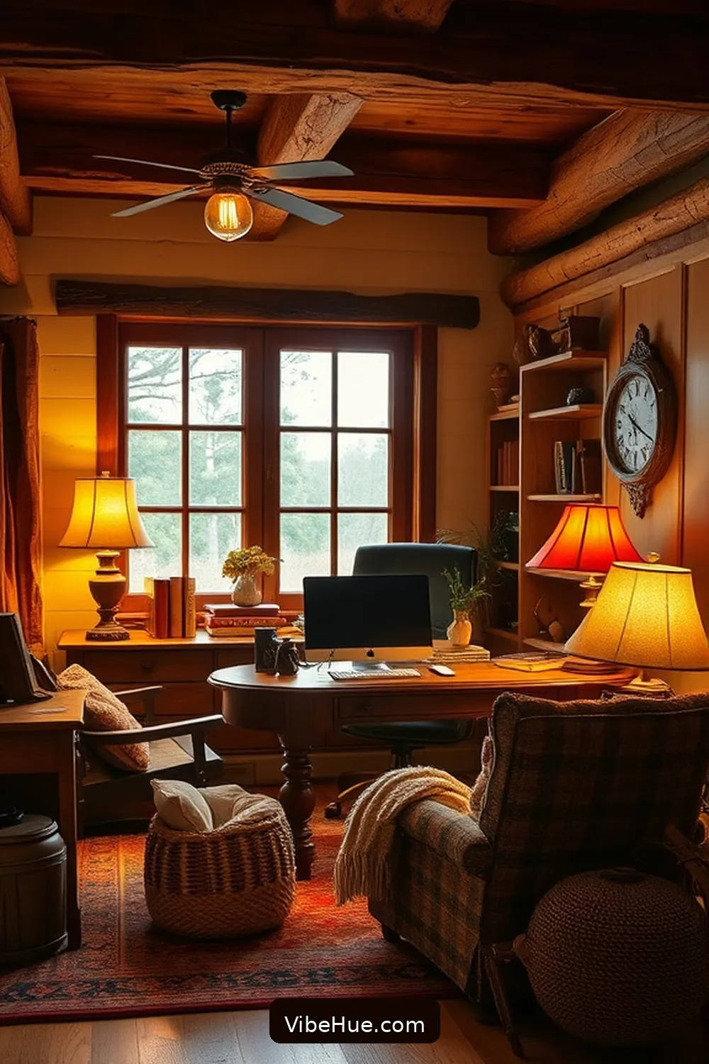 15 Essential Tips for a Rustic Style Year-Round Home Office 5 Add Warm Lighting Options for 15 Essential Tips for a Rustic Style Year-Round Home Office