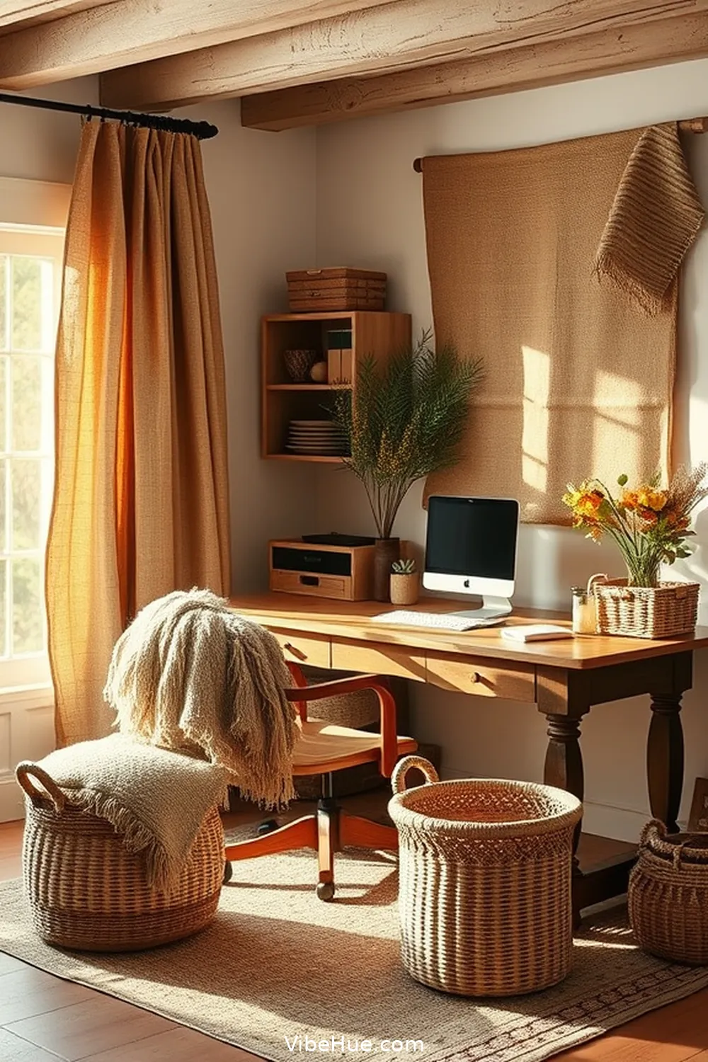 15 Essential Tips for a Rustic Style Year-Round Home Office 10 Use Rustic Textiles for 15 Essential Tips for a Rustic Style Year-Round Home Office