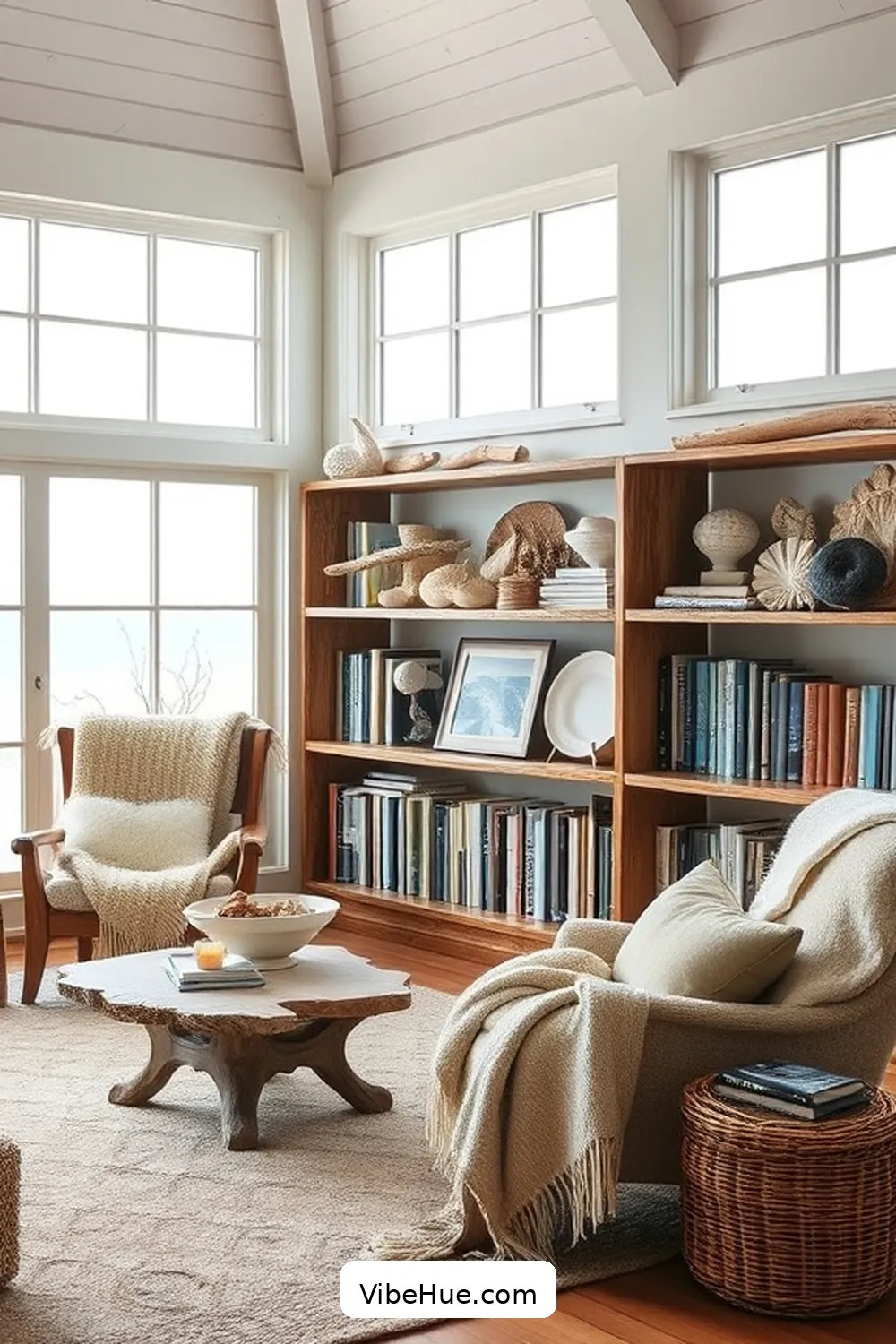 15 Essentials for a Winter Library in Coastal Style 5 Natural Elements: Incorporate Driftwood and Shells for 15 Essentials for a Winter Library in Coastal Style