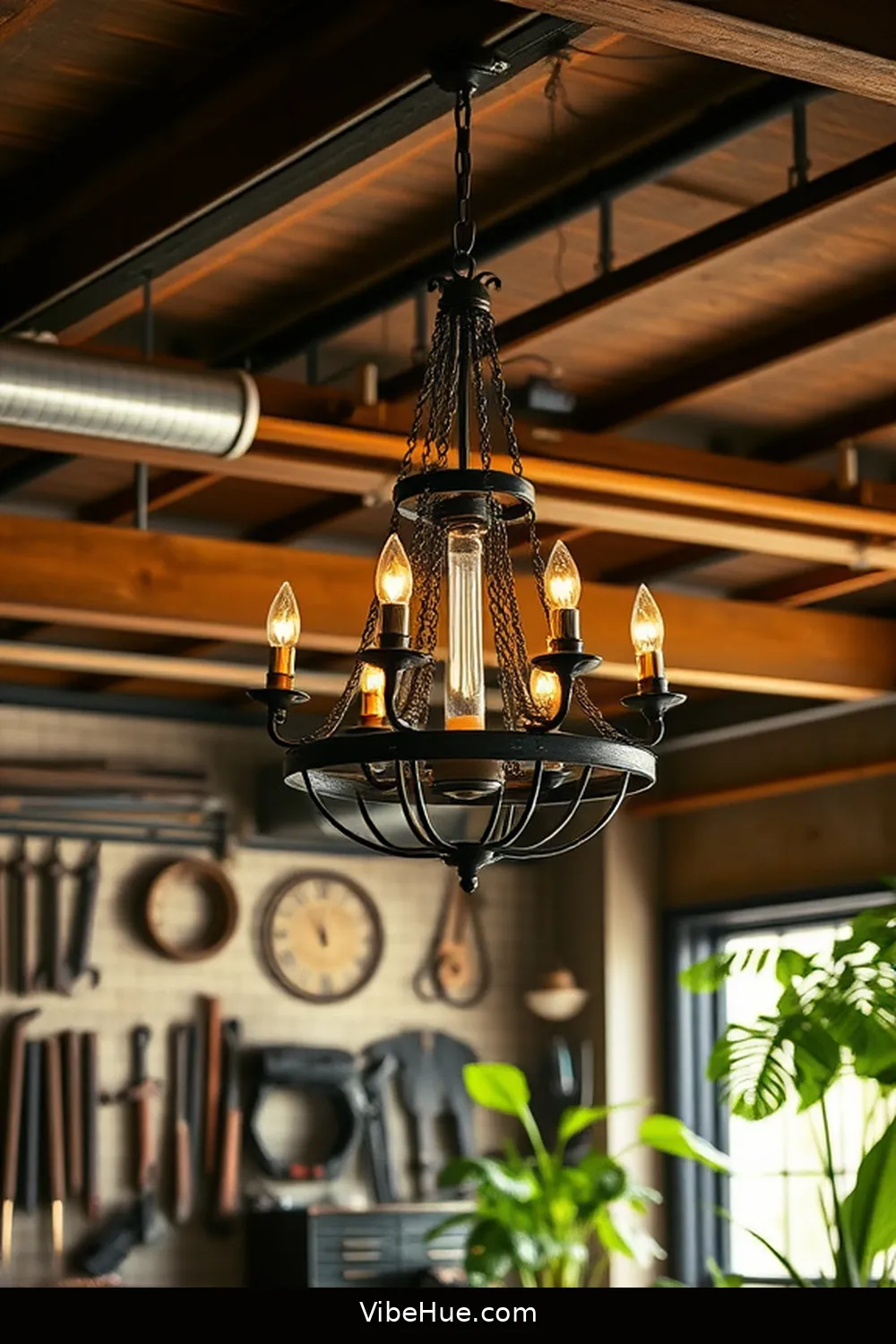 Hang a Rustic Chandelier for 15 Ideas for an Industrial Style Summer Garage