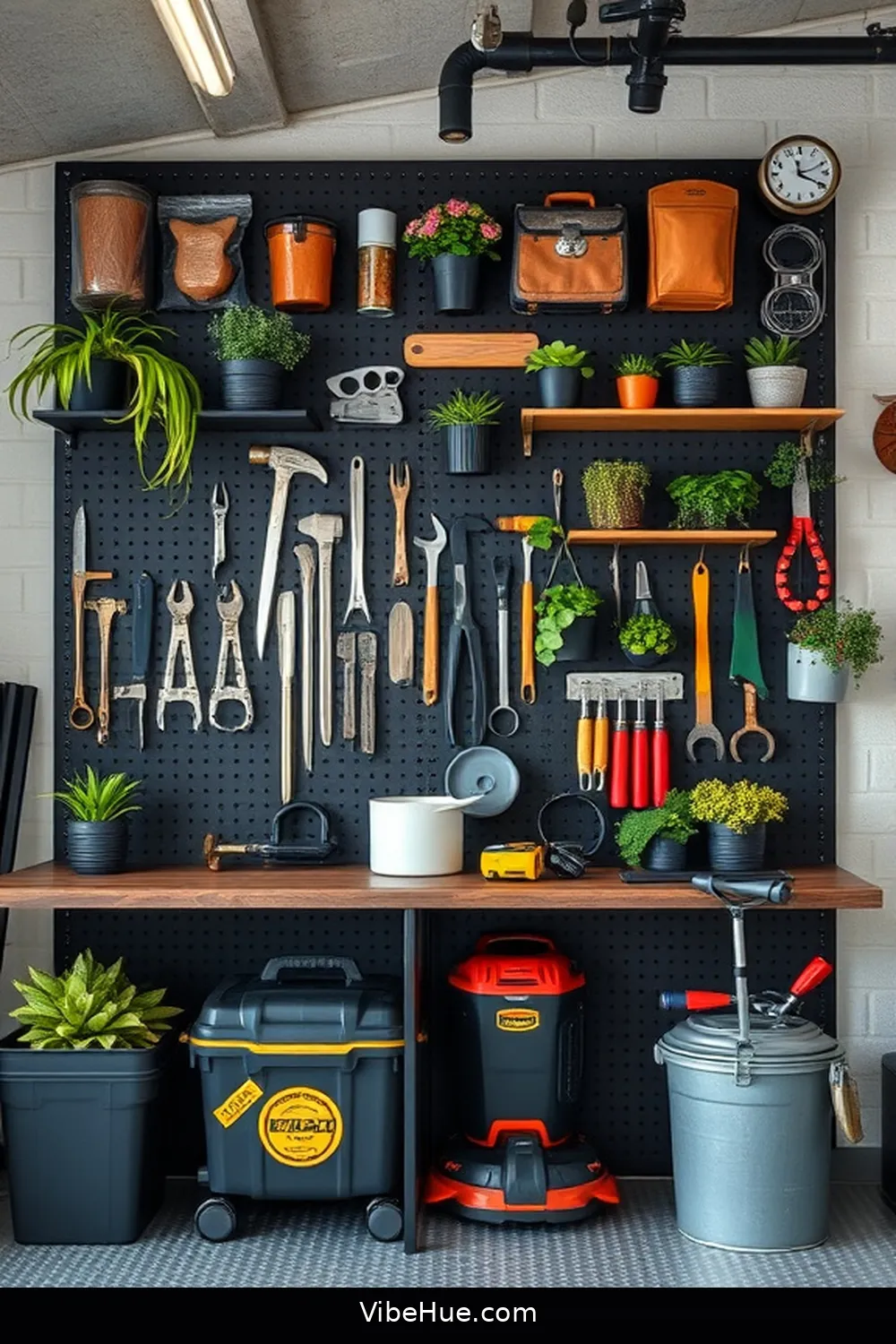 Implement a Pegboard Wall Organizer for 15 Ideas for an Industrial Style Summer Garage