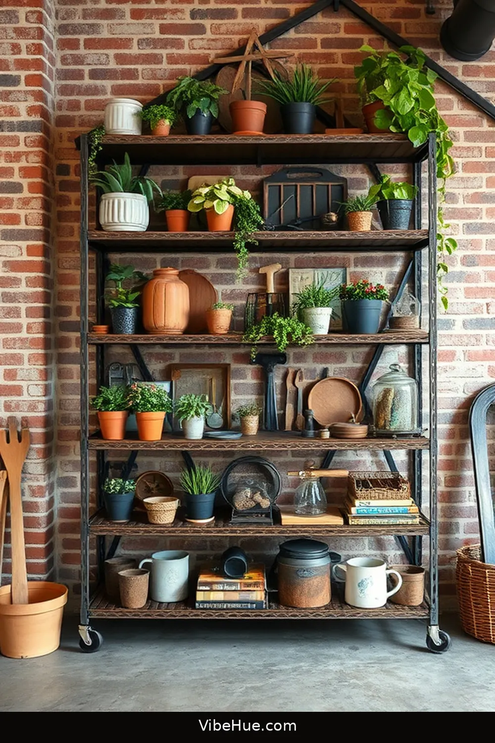 Install Vintage Metal Shelving for 15 Ideas for an Industrial Style Summer Garage