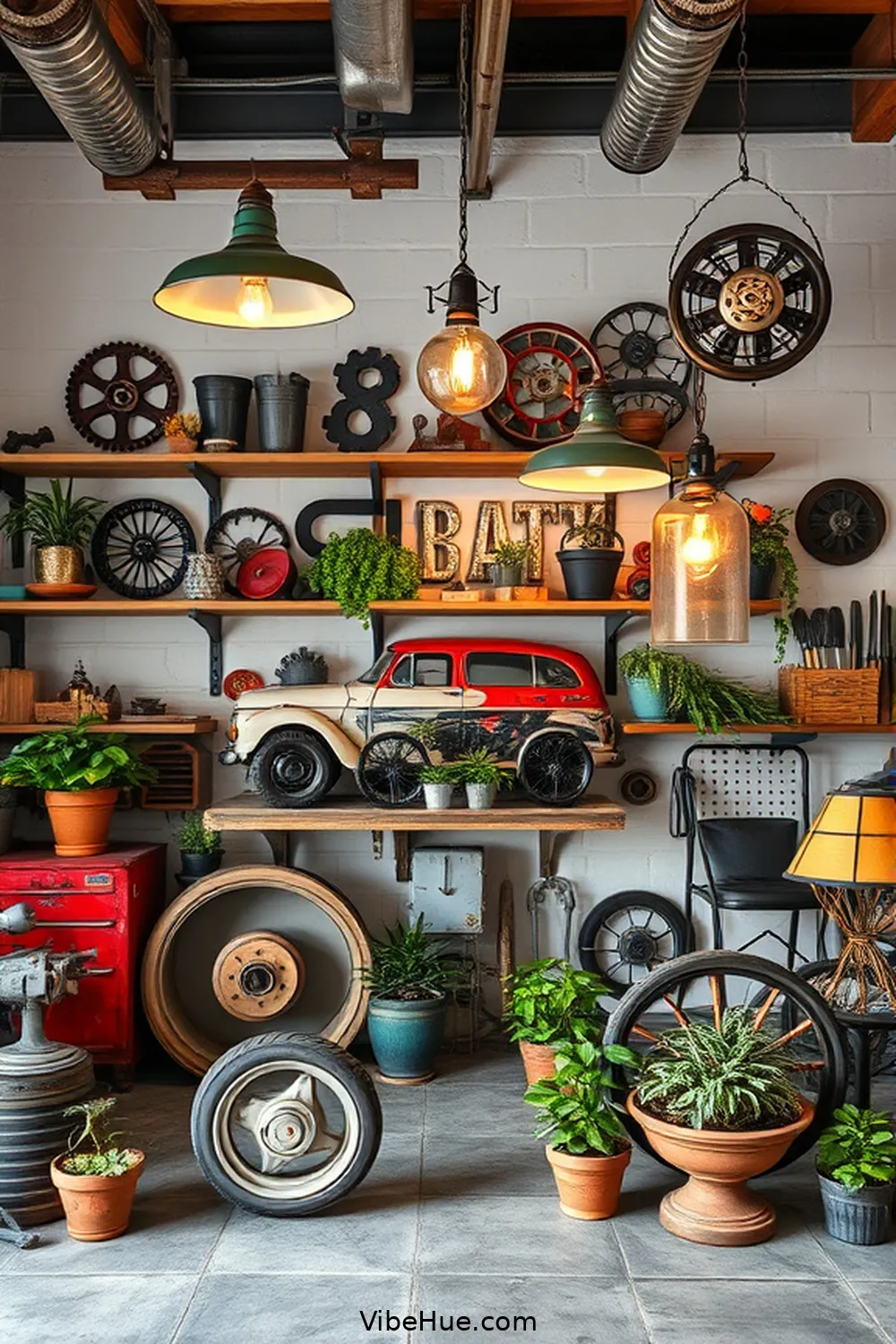 Repurpose Old Car Parts as Decor for 15 Ideas for an Industrial Style Summer Garage