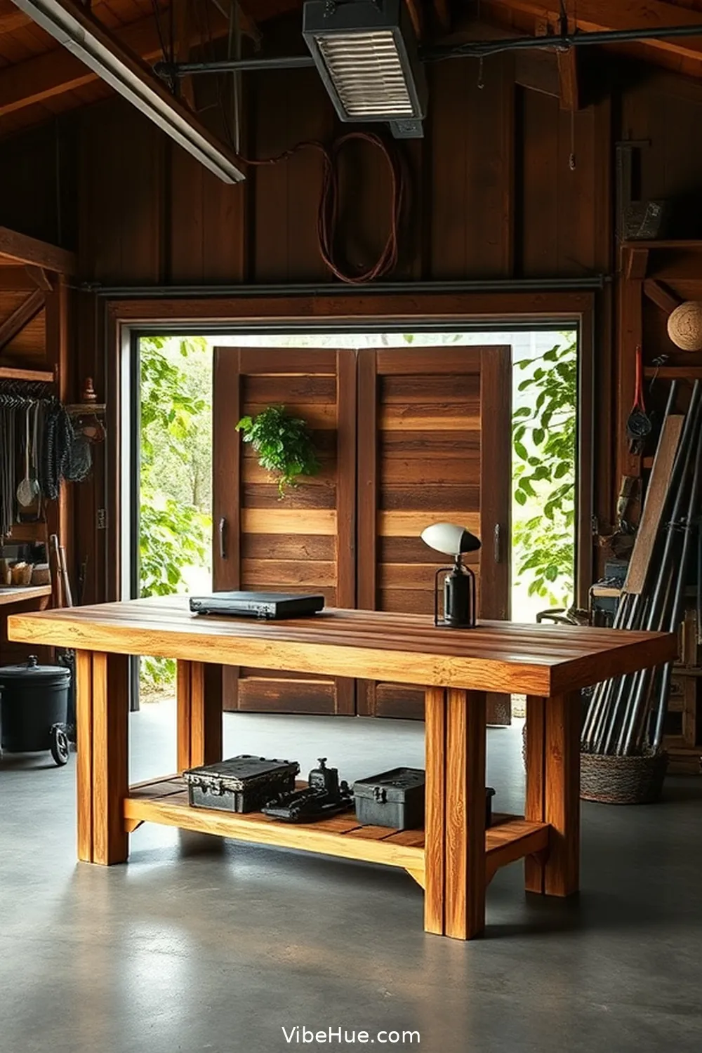 Use Reclaimed Wood for Workbenches for 15 Ideas for an Industrial Style Summer Garage