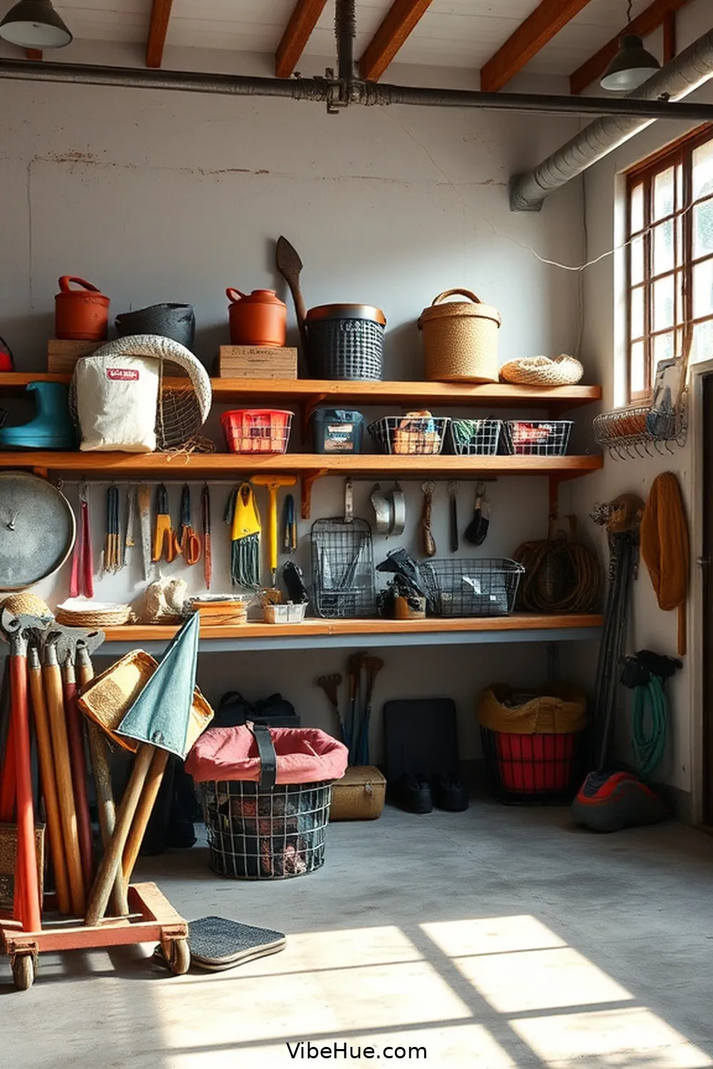 Use Wire Baskets for Storage for 15 Ideas for an Industrial Style Summer Garage