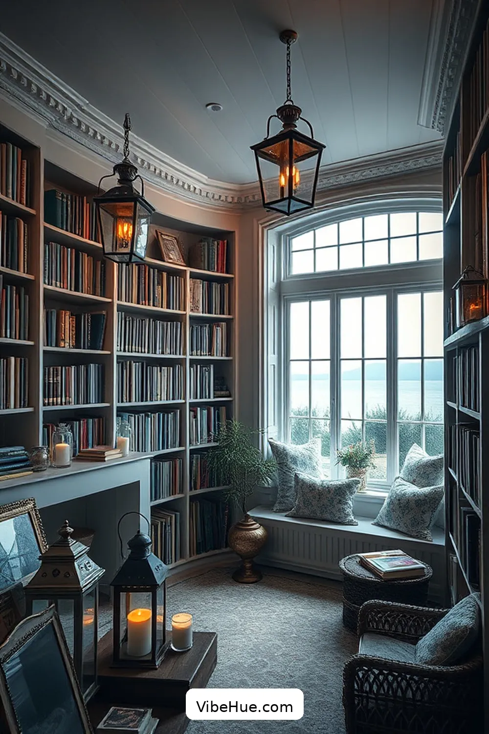 Add Cozy Lighting Options for 15 Ways to Create a Fall Library With Coastal Style
