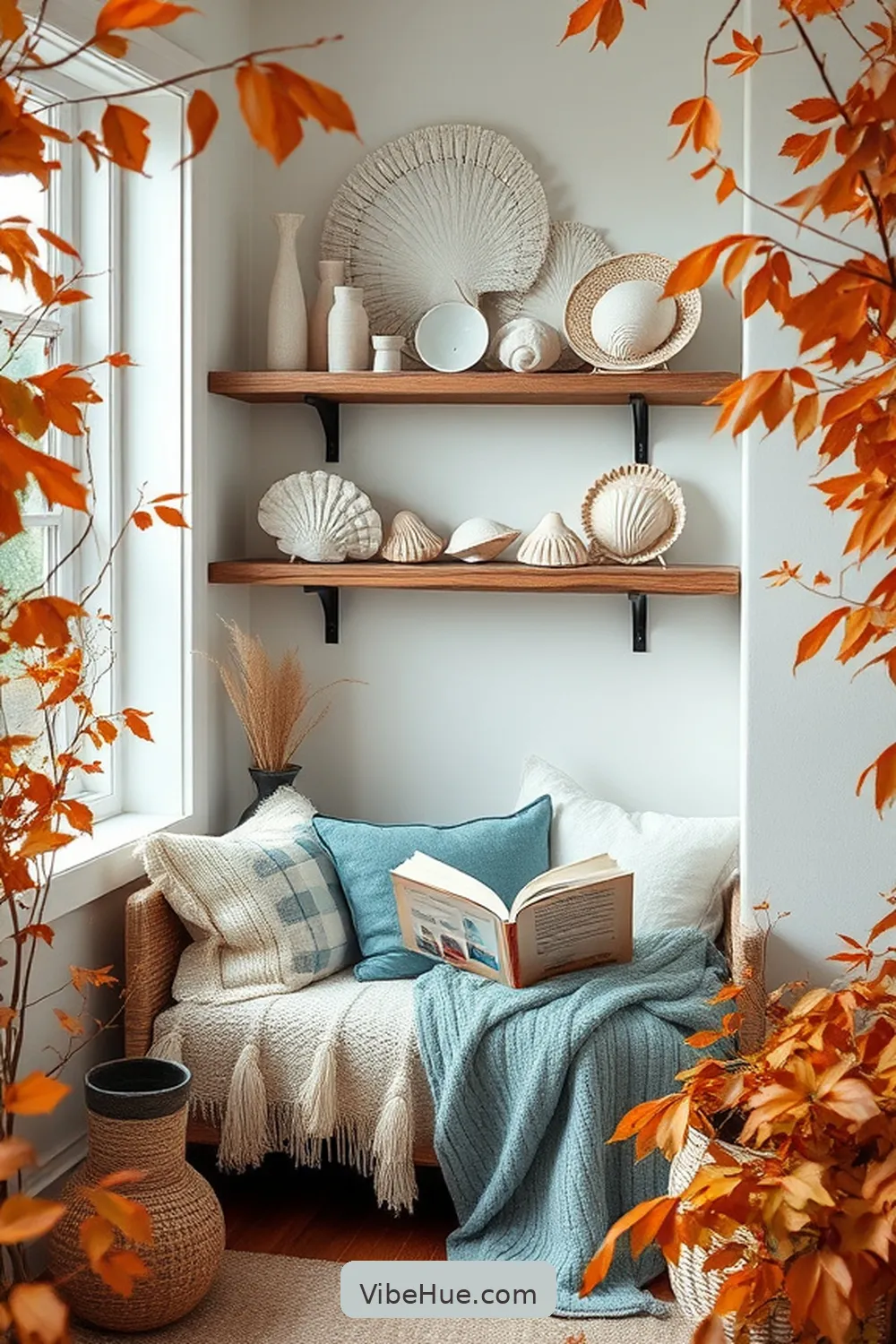 Choose Oceanic Accents for 15 Ways to Create a Fall Library With Coastal Style