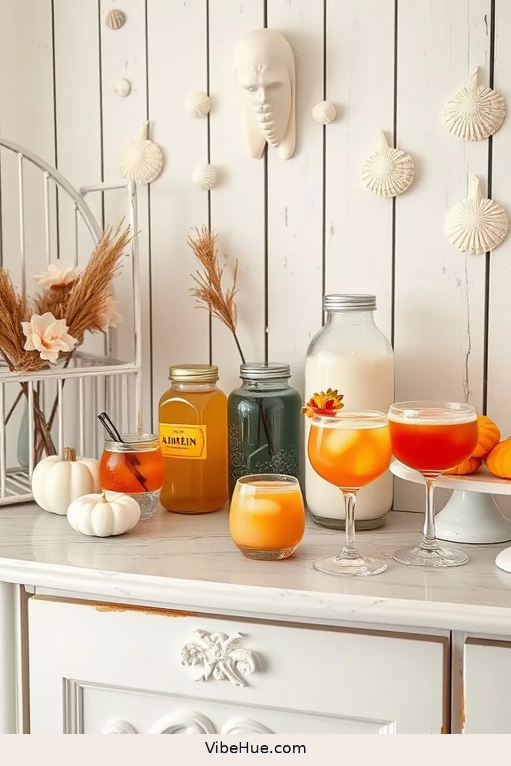 Design a Beverage Station for 15 Ways to Create a Fall Library With Coastal Style