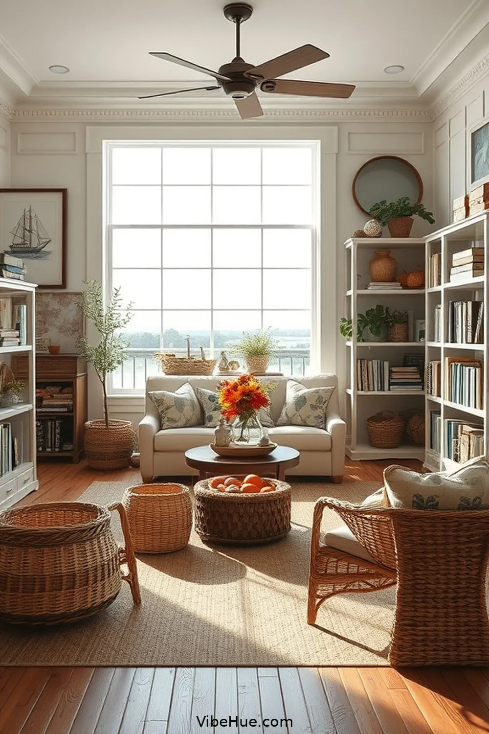 Feature Nautical-Themed Artwork for 15 Ways to Create a Fall Library With Coastal Style