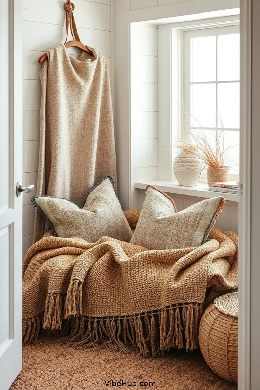 Layer Textiles for Comfort for 15 Ways to Create a Fall Library With Coastal Style