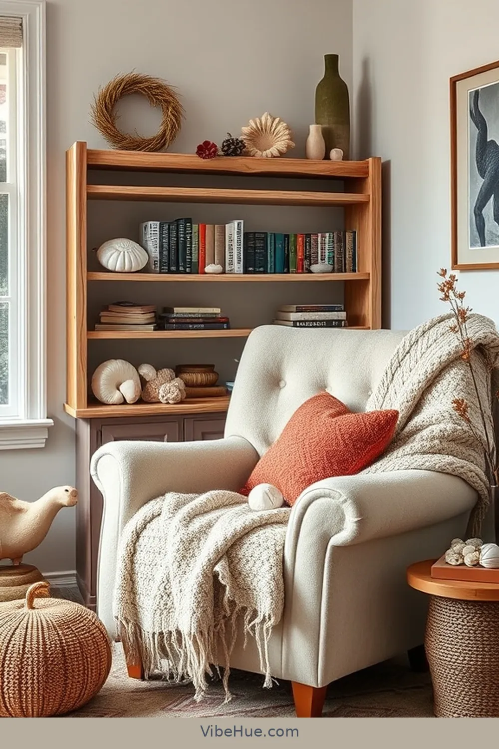 Set Up a Cozy Reading Corner for 15 Ways to Create a Fall Library With Coastal Style