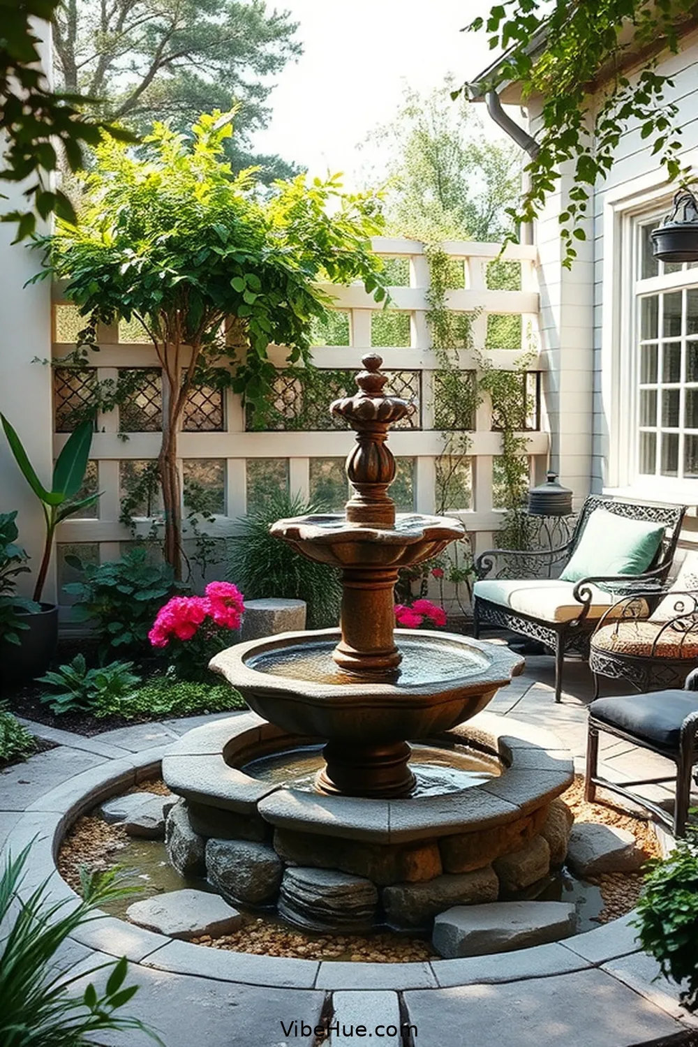 15 Ways to Create a Rustic Style Spring Outdoor Patio 13 Introduce a Water Feature for 15 Ways to Create a Rustic Style Spring Outdoor Patio