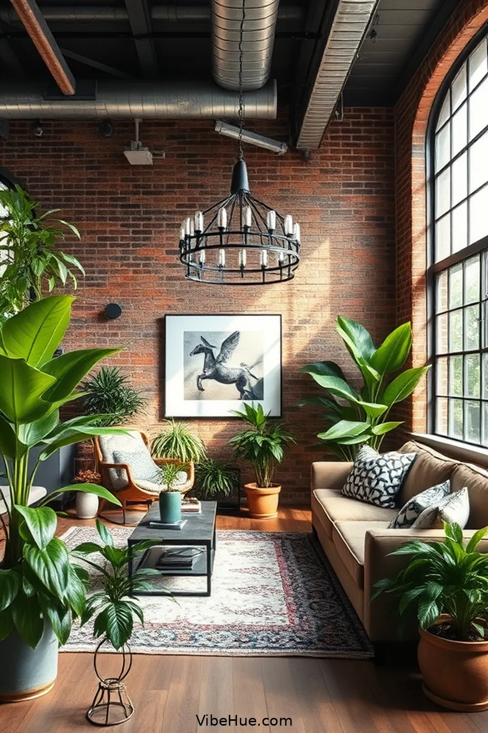 15 Ways to Style Your Spring Living Room With Industrial Style 14 Introduce Greenery for Contrast for 15 Ways to Style Your Spring Living Room With Industrial Style