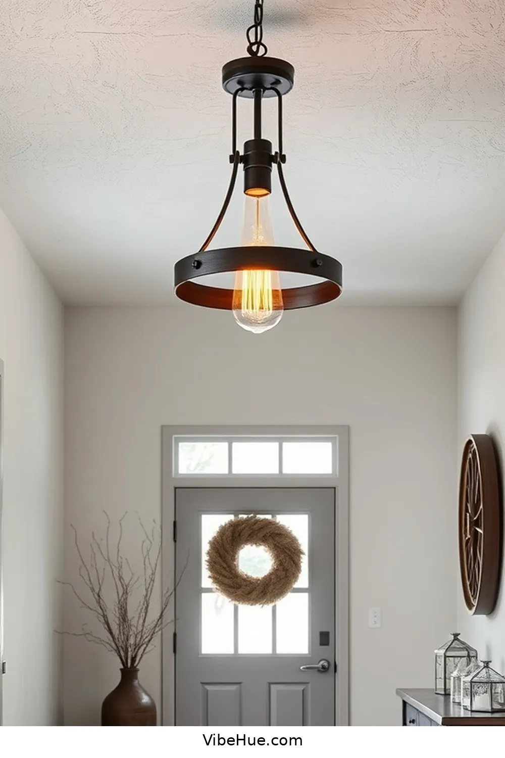 Choose a Statement Lighting Fixture for 15 Ways to Style a Winter Entryway in Industrial Flair