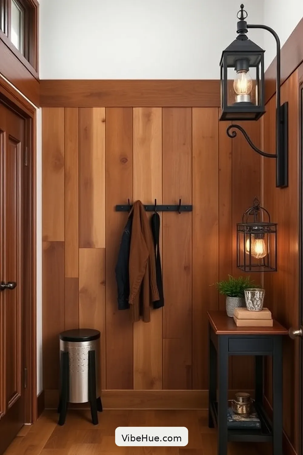Incorporate Metal Accents for 15 Ways to Style a Winter Entryway in Industrial Flair