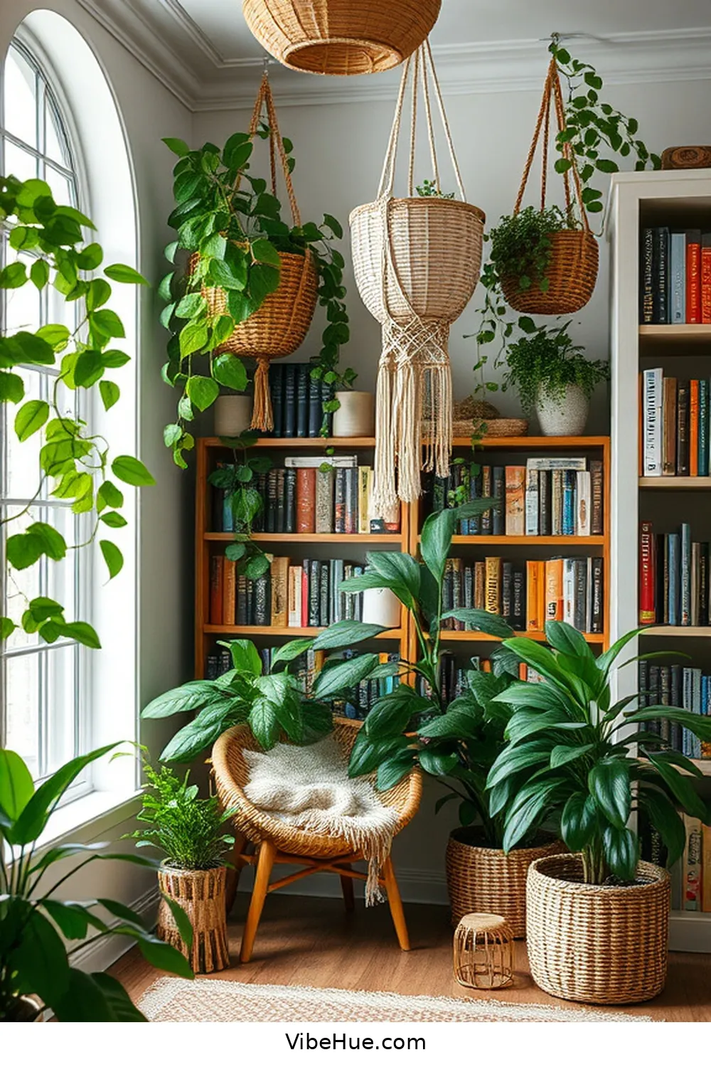 16 Cozy Bohemian Style Decor Ideas for Your Holiday Library 8 Plant Decor for Freshness for 16 Cozy Bohemian Style Decor Ideas for Your Holiday Library
