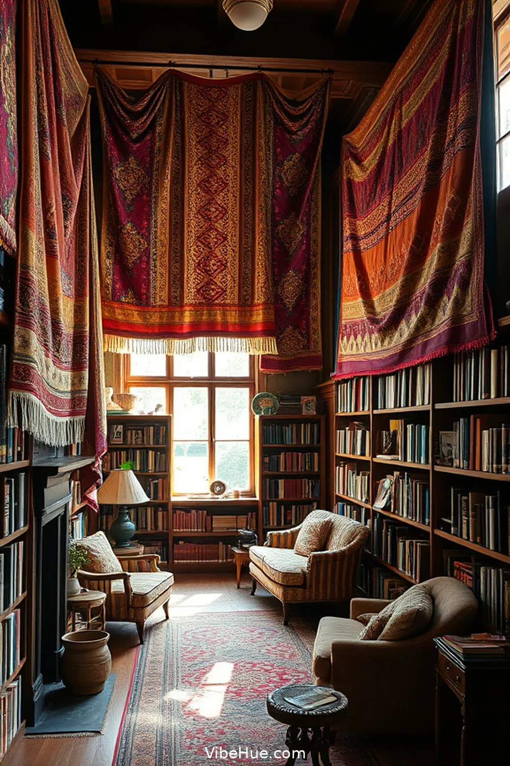 16 Cozy Bohemian Style Decor Ideas for Your Holiday Library 15 Textile Wall Hangings for 16 Cozy Bohemian Style Decor Ideas for Your Holiday Library