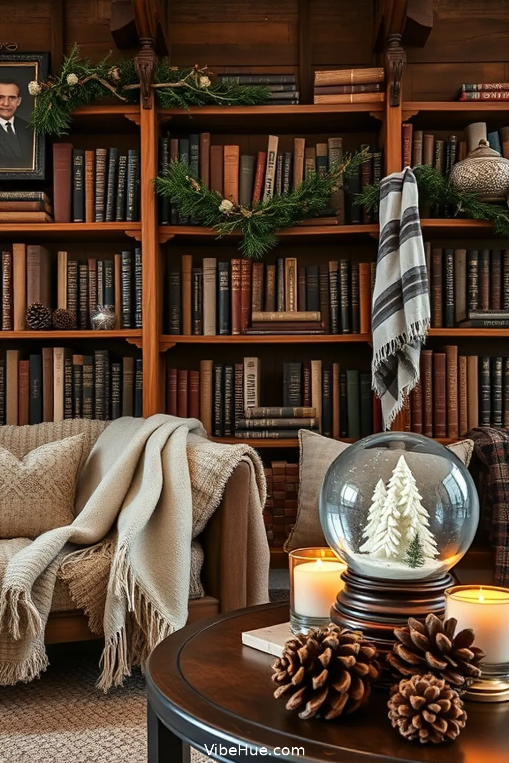 Curate a Seasonal Display for 16 Cozy Ideas for a Rustic Winter Library Style