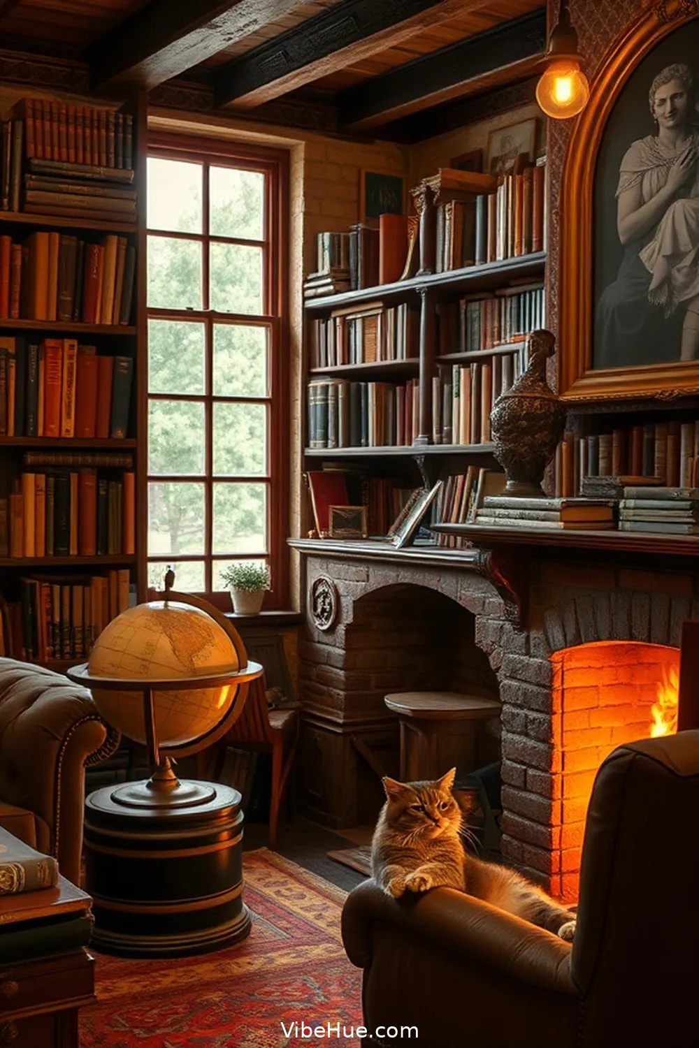 Display Vintage Books and Artifacts for 16 Cozy Ideas for a Rustic Winter Library Style