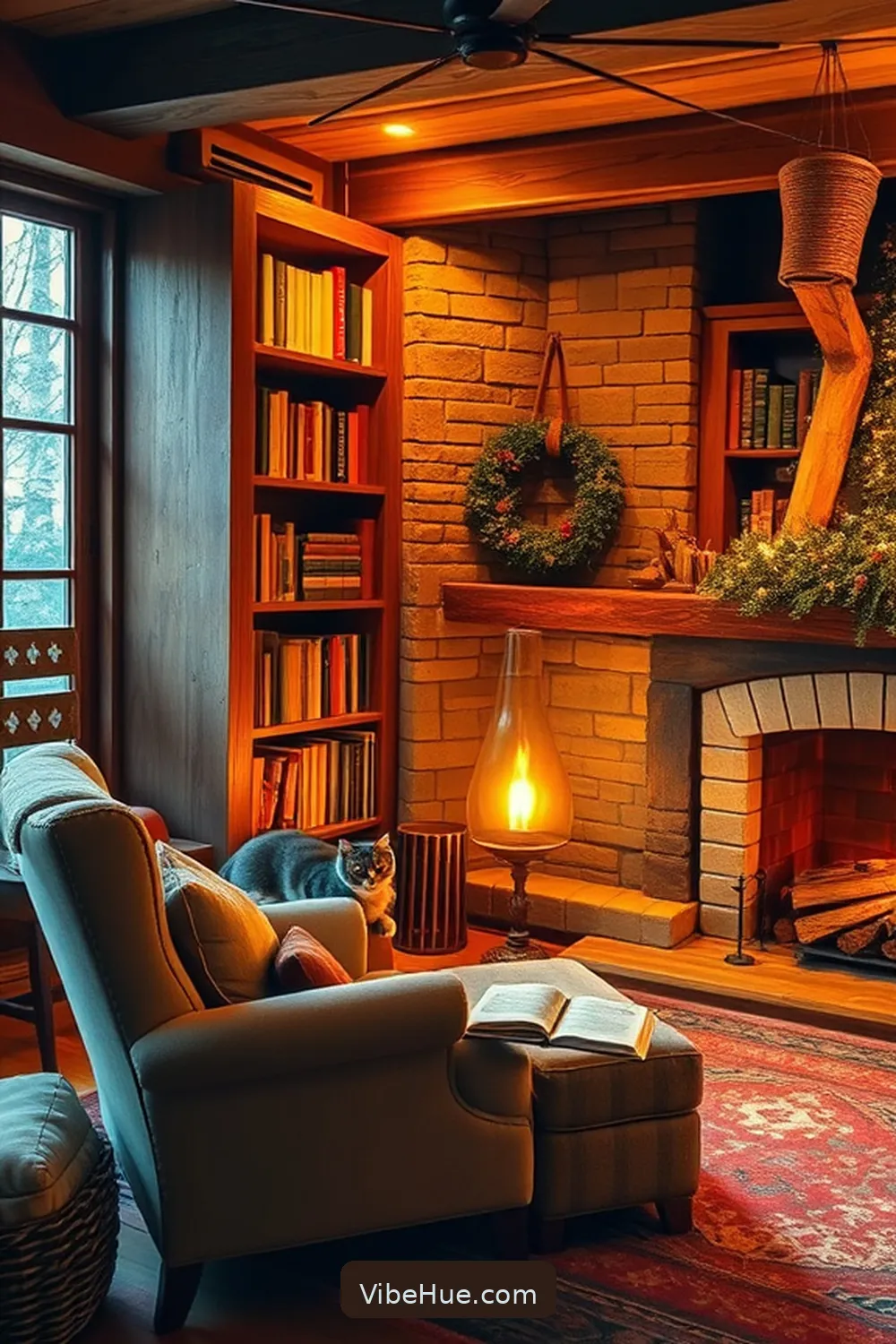 Incorporate Warm Lighting for 16 Cozy Ideas for a Rustic Winter Library Style