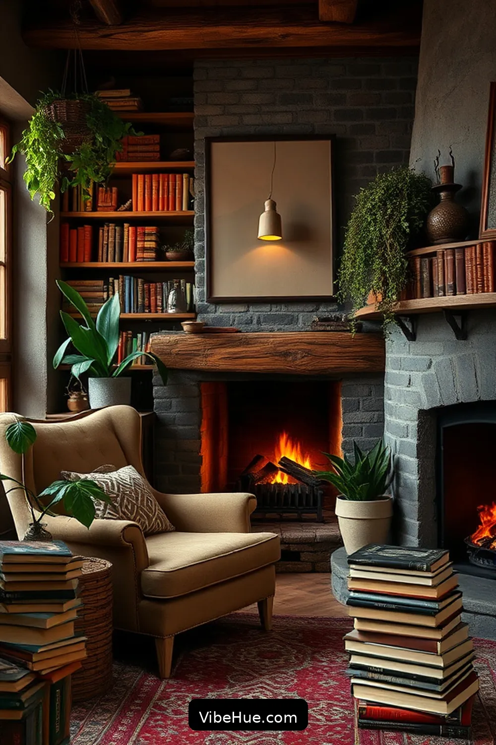Introduce Indoor Plants for 16 Cozy Ideas for a Rustic Winter Library Style