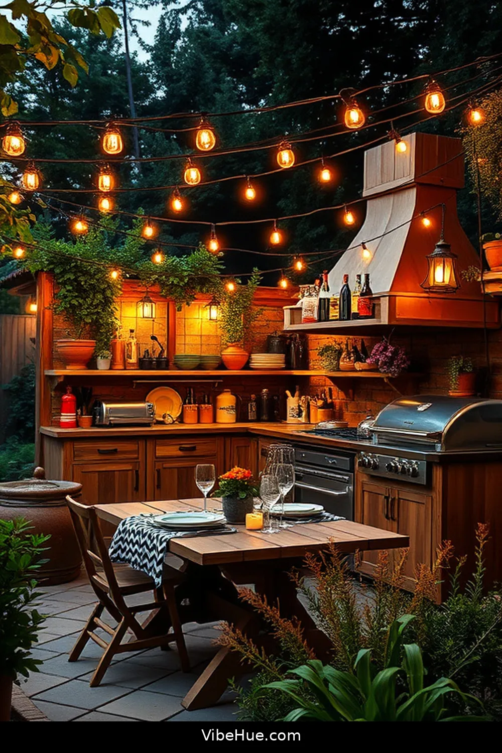 16 Cozy Outdoor Cooking Ideas for a Rustic Summer Kitchen 7 Brighten Your Space With Outdoor String Lights for 16 Cozy Outdoor Cooking Ideas for a Rustic Summer Kitchen