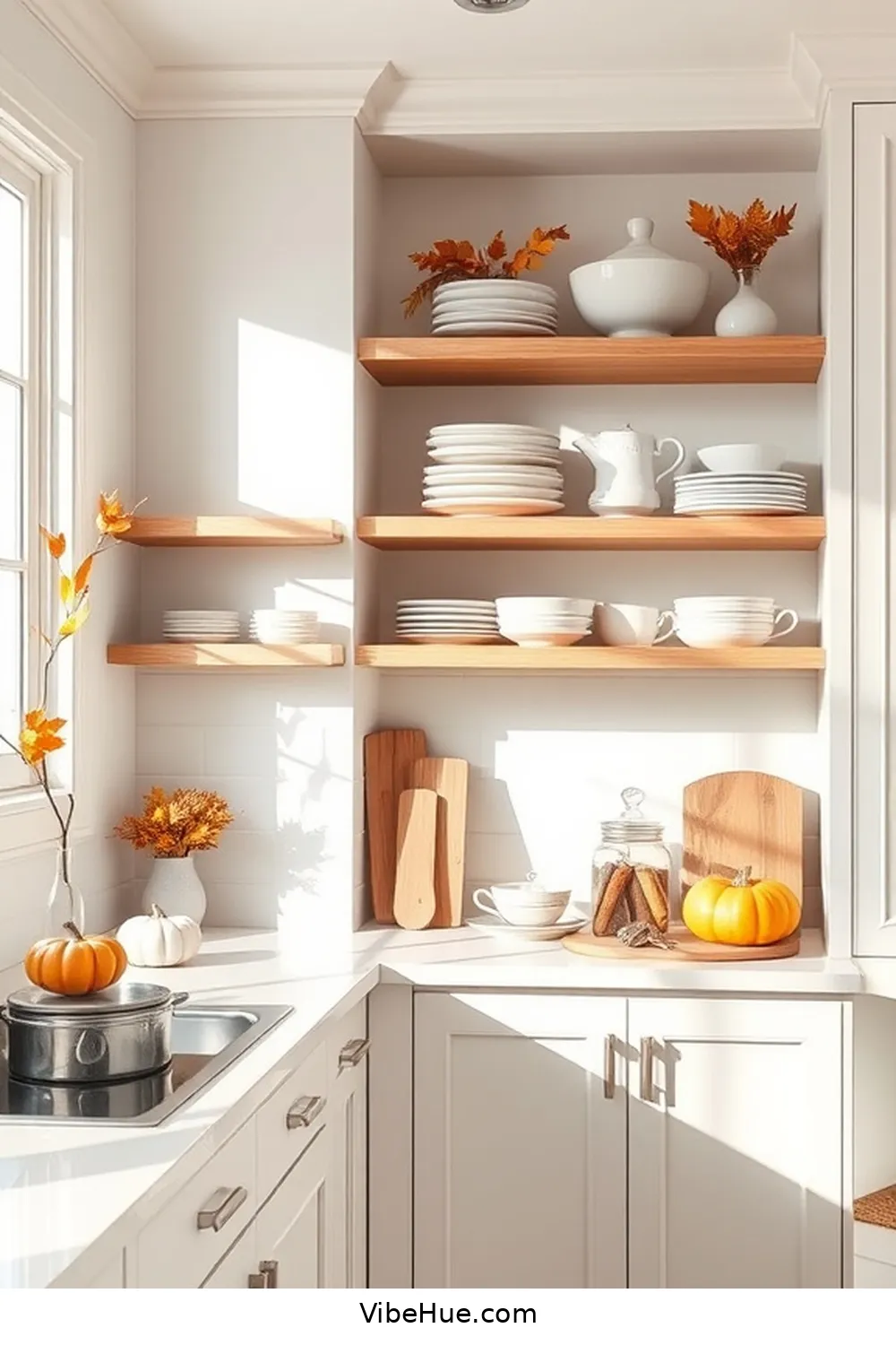 16 Minimalist Fall Kitchen Decor Ideas for Cozy Style 12 Implement Open Shelving for 16 Minimalist Fall Kitchen Decor Ideas for Cozy Style
