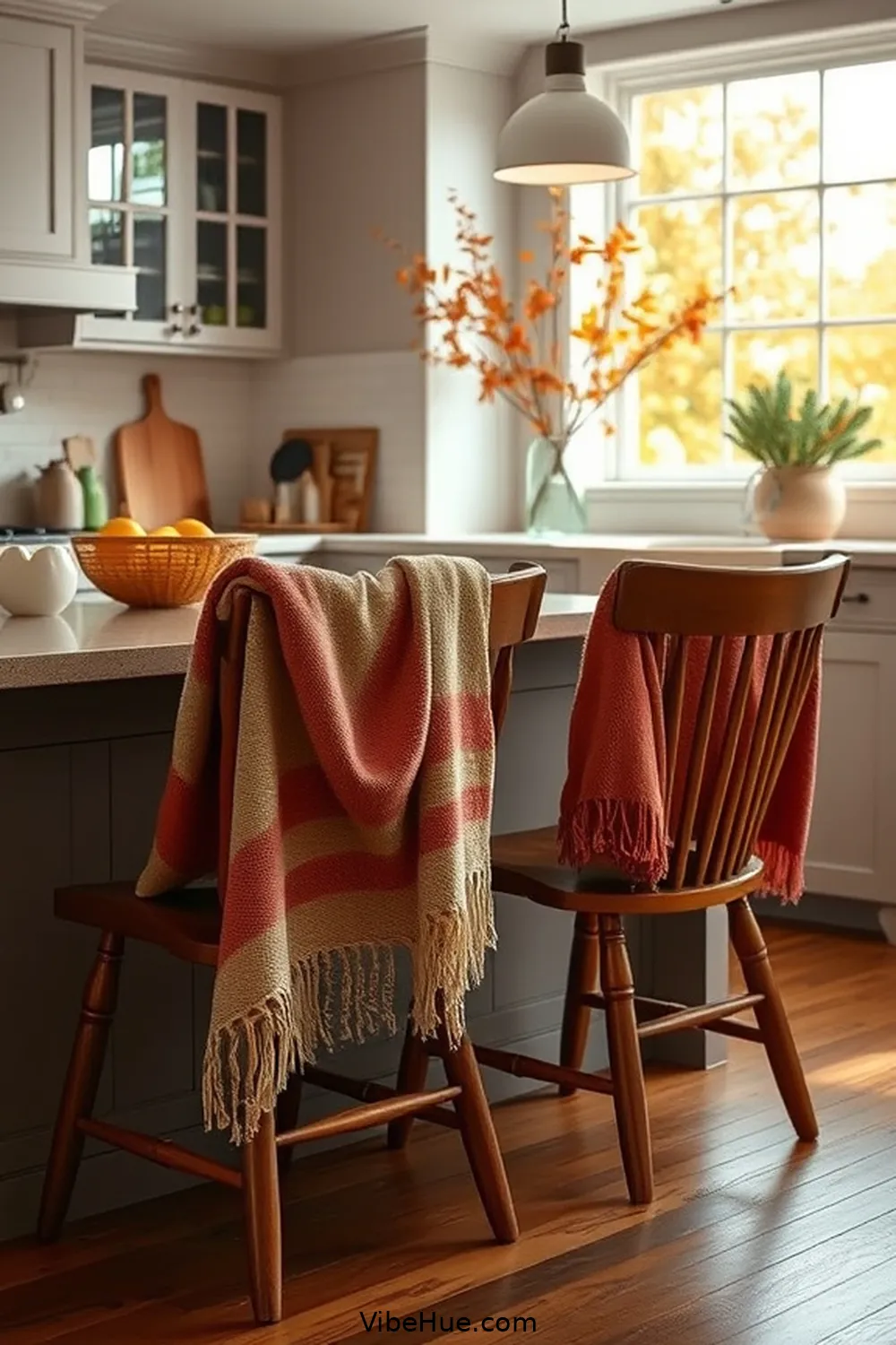 16 Minimalist Fall Kitchen Decor Ideas for Cozy Style 15 Incorporate Warm Throw Blankets for 16 Minimalist Fall Kitchen Decor Ideas for Cozy Style