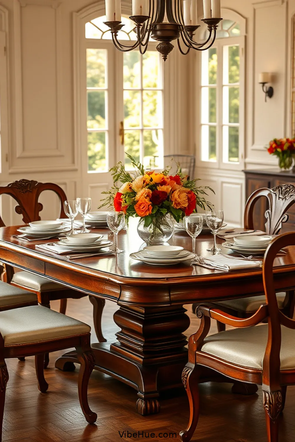 16 Timeless Elements for Year-Round Traditional Dining Room Style 2 Classic Wooden Dining Table for 16 Timeless Elements for Year-Round Traditional Dining Room Style