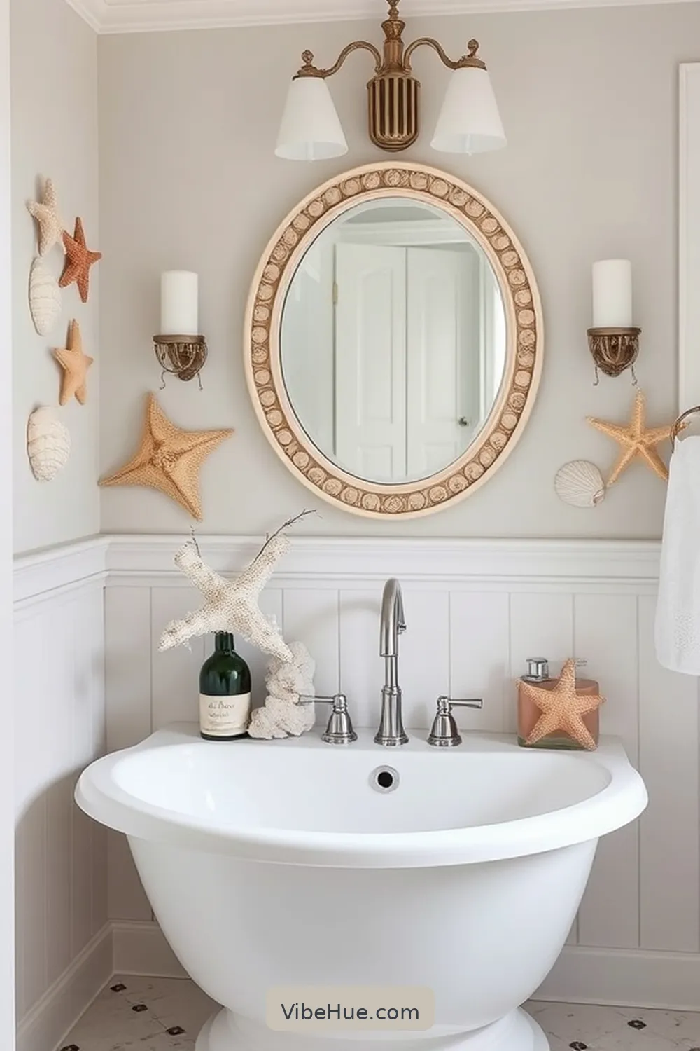 Add Seashell Accents for 16 Ways to Achieve Coastal Style in Your Fall Bathroom
