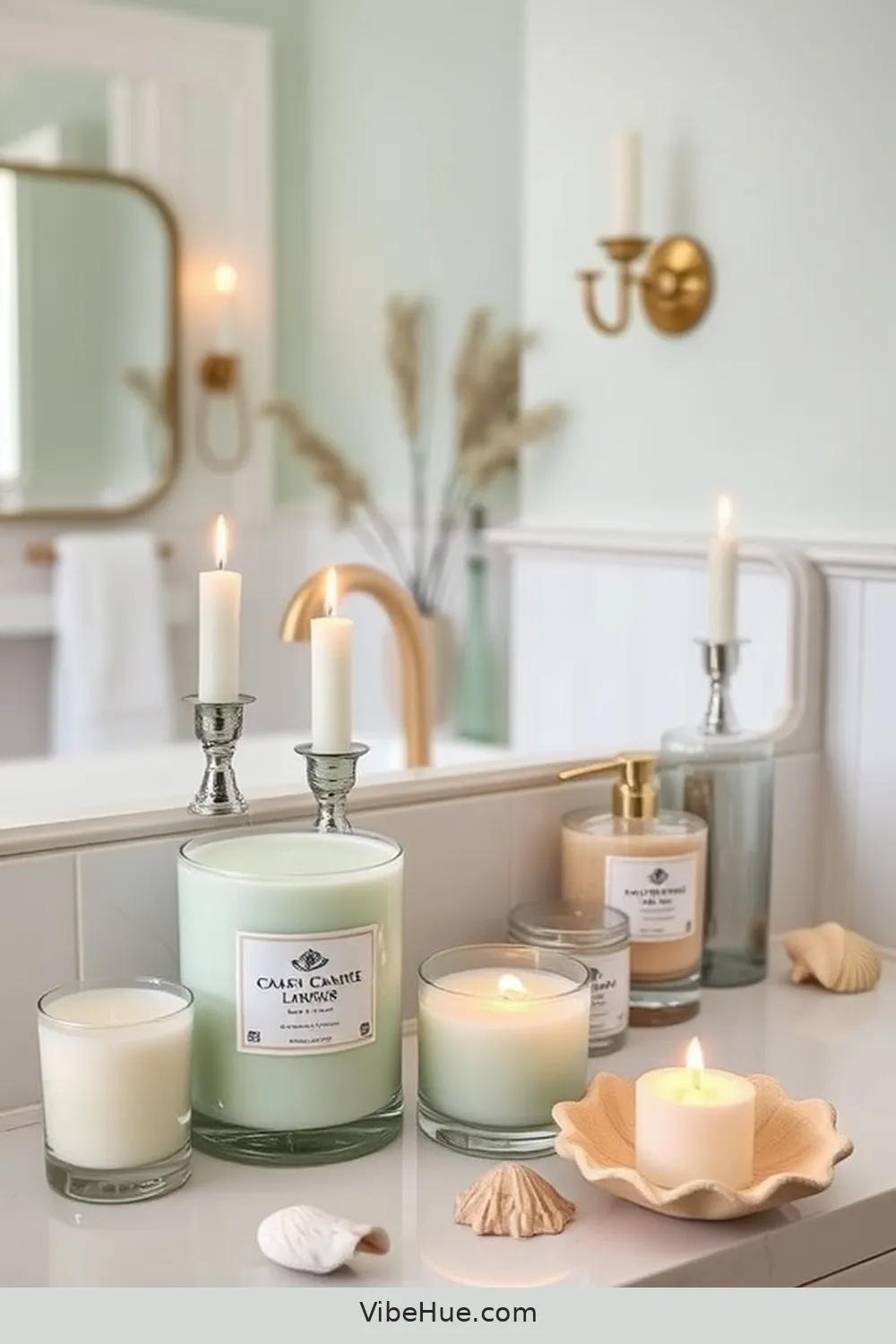 Use Scented Candles With Coastal Scents for 16 Ways to Achieve Coastal Style in Your Fall Bathroom