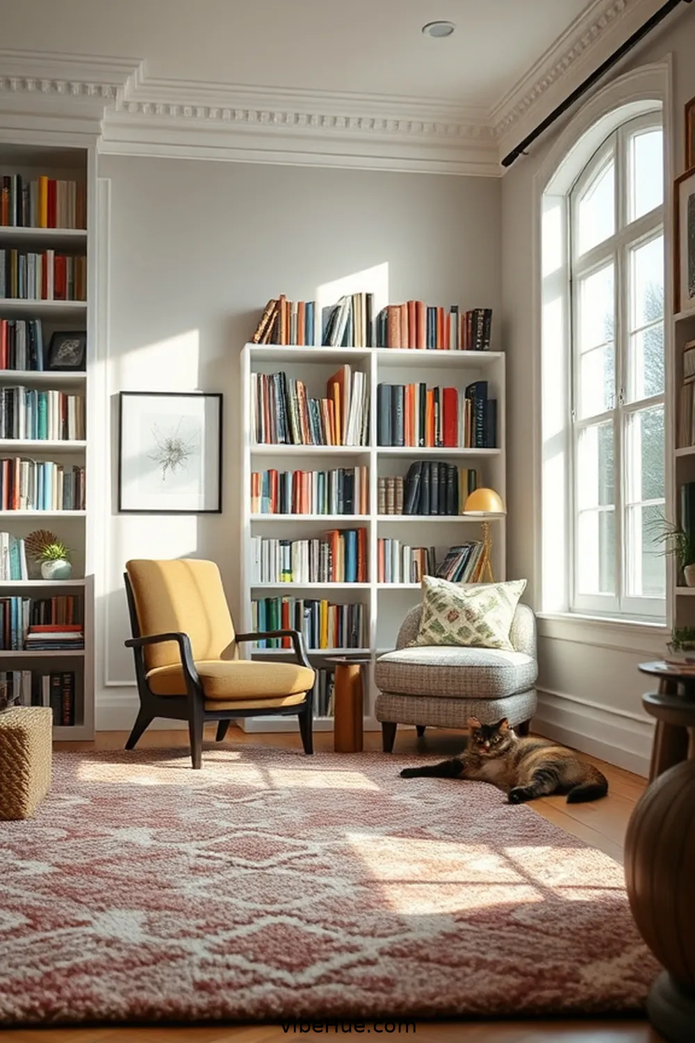 16 Ways to Create a Contemporary Spring Library Style 12 Add a Rug for Warmth for 16 Ways to Create a Contemporary Spring Library Style
