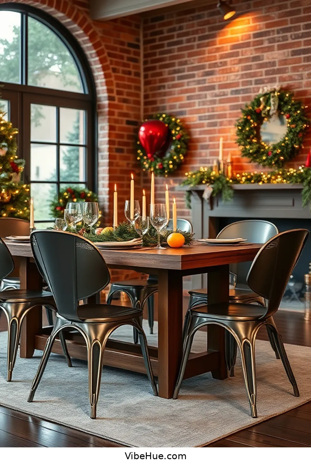 Choose Metal Accent Chairs for 16 Ways to Create an Industrial Style Holiday Dining Room