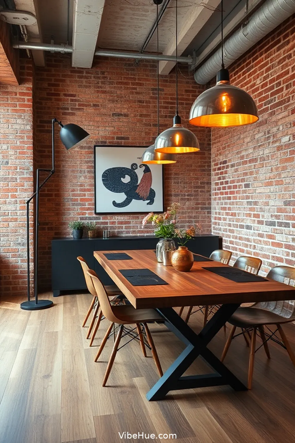 Utilize Floor Lamps for Ambiance for 16 Ways to Create an Industrial Style Holiday Dining Room