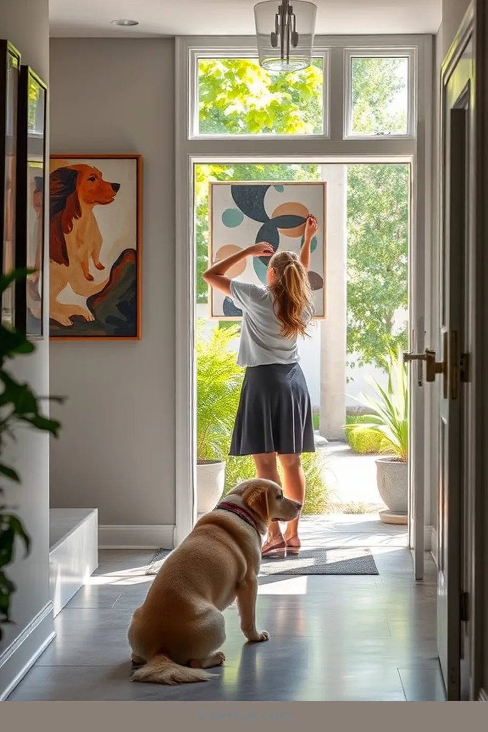 15. Incorporate Art With a Purpose for 16 Ways to Style a Minimalist Summer Entryway