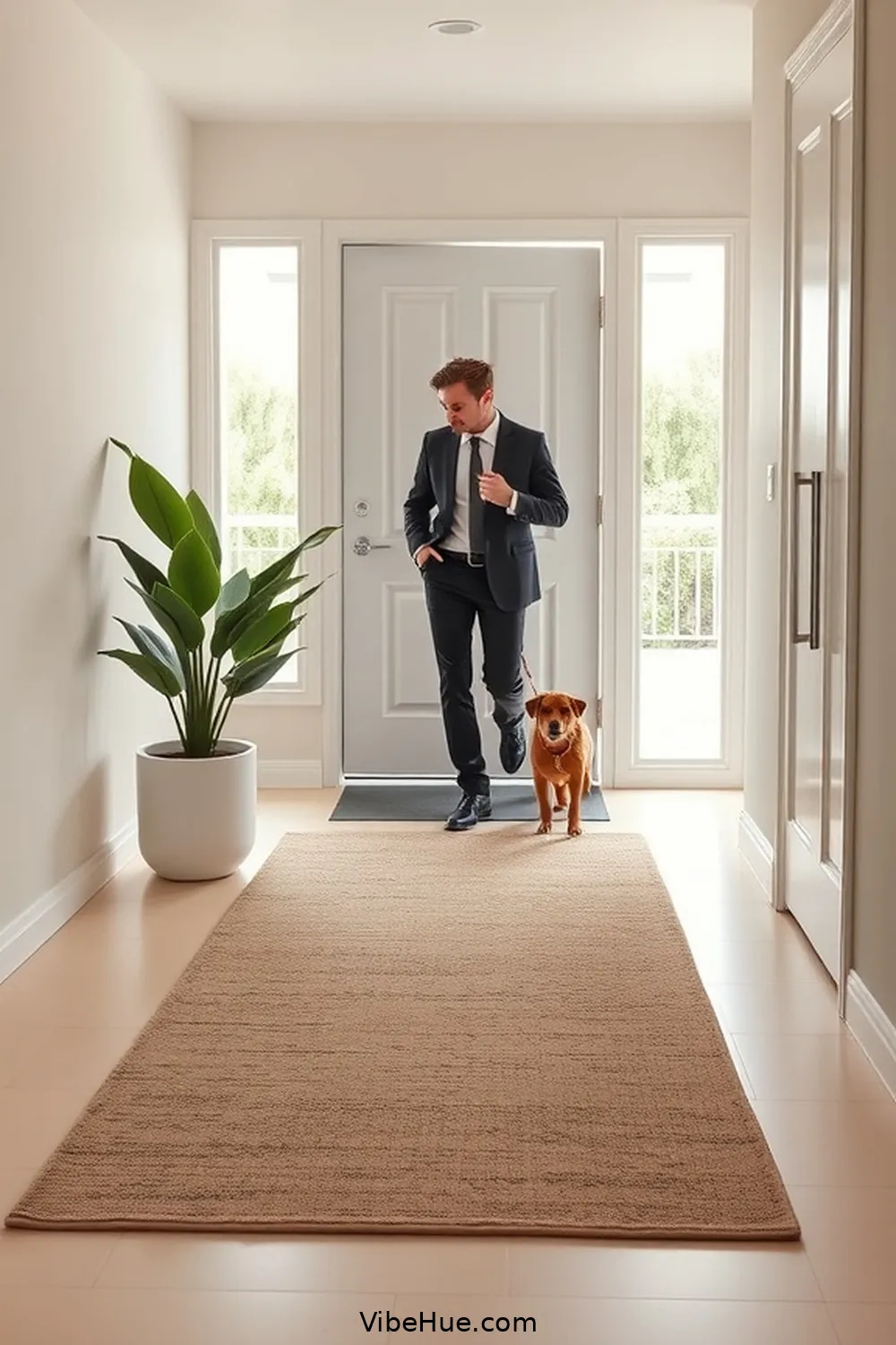 5. Add a Minimalist Rug for 16 Ways to Style a Minimalist Summer Entryway