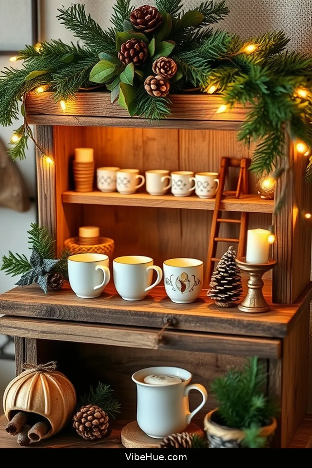 17 Rustic Decor Ideas for a Holiday Garage 15 A Miniature Hot Cocoa Bar for Guests for 17 Rustic Decor Ideas for a Holiday Garage