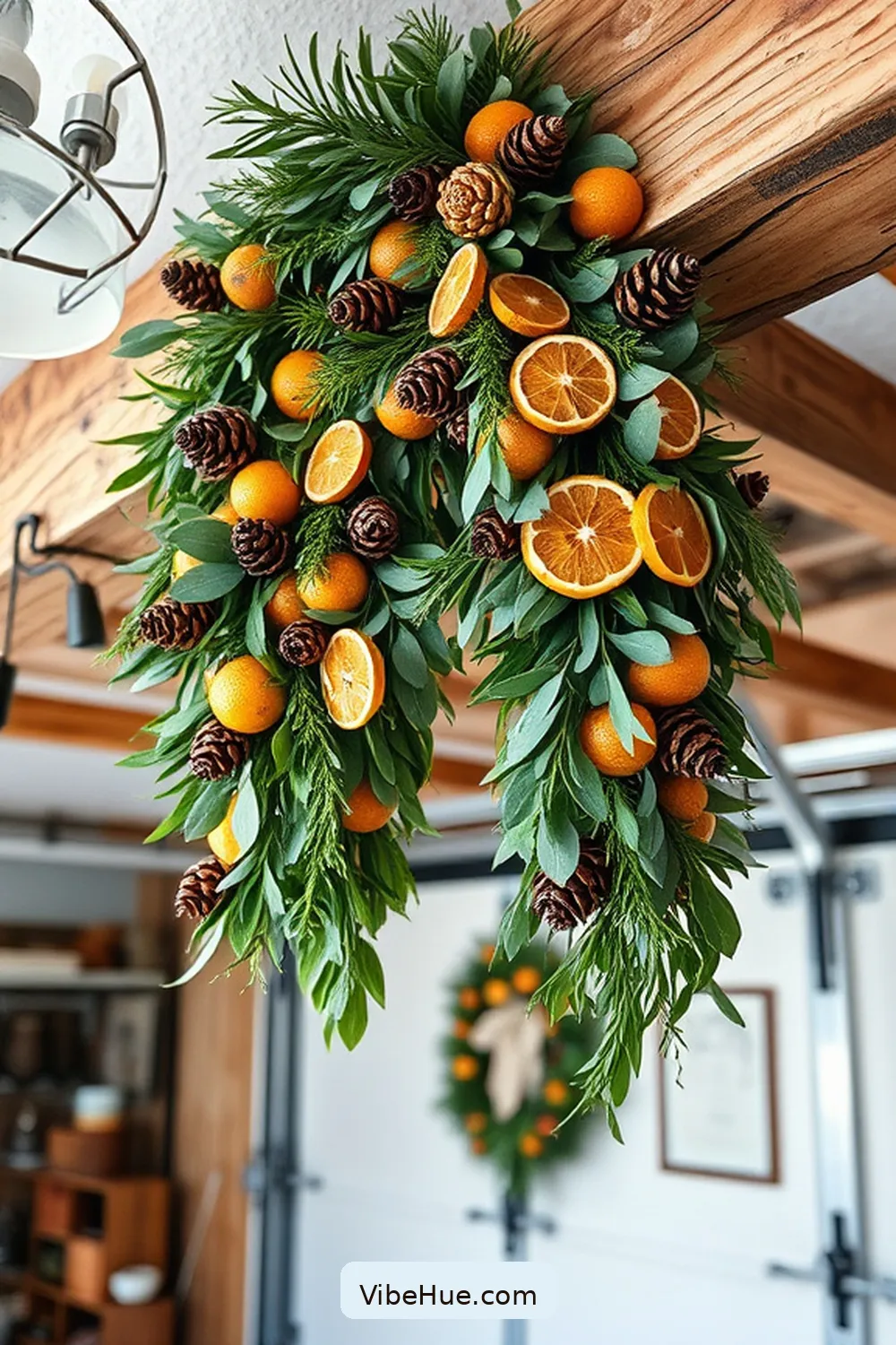 17 Rustic Decor Ideas for a Holiday Garage 3 Festive Garland Made From Natural Elements for 17 Rustic Decor Ideas for a Holiday Garage