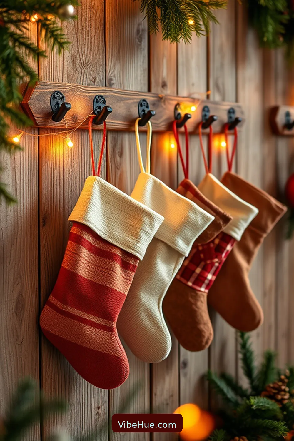 17 Rustic Decor Ideas for a Holiday Garage 17 Rustic Stockings Hanging From Vintage Hooks for 17 Rustic Decor Ideas for a Holiday Garage