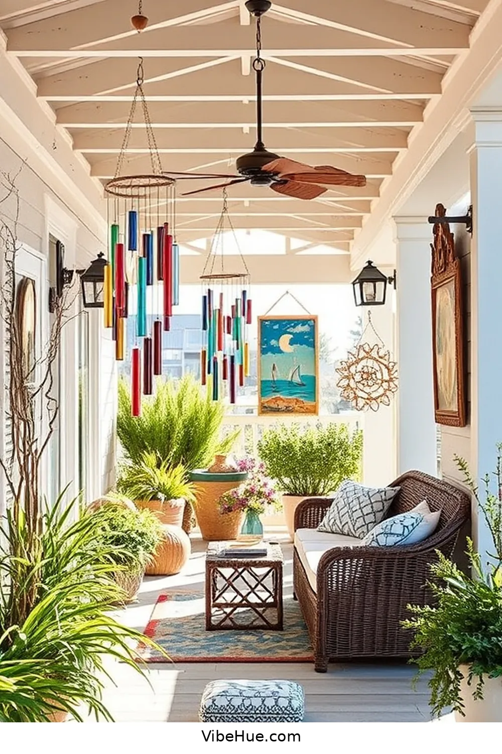 17 Tips for a Coastal Style Winter Outdoor Patio 11 Hang Wind Chimes or Coastal Art for 17 Tips for a Coastal Style Winter Outdoor Patio